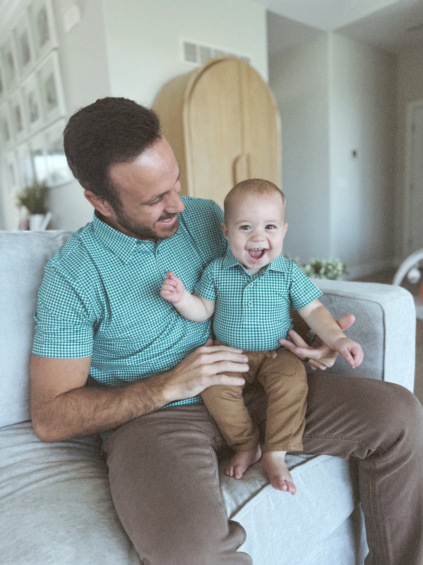 Green Plaid Men's Polo