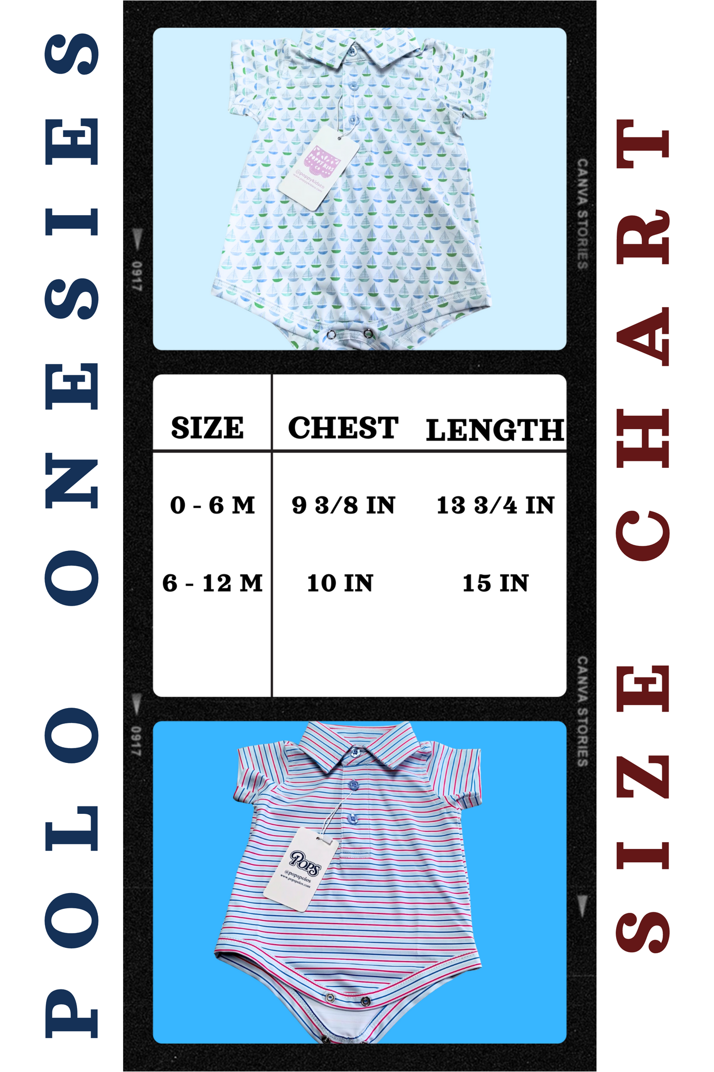 Alternating Blue Stripes Polo Onesie (FINAL SALE)